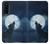 W3693 Grim White Wolf Full Moon Hülle Schutzhülle Taschen und Leder Flip für Sony Xperia 5