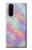 W3706 Pastel Rainbow Galaxy Pink Sky Hülle Schutzhülle Taschen und Leder Flip für Sony Xperia 5