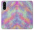 W3706 Pastel Rainbow Galaxy Pink Sky Hülle Schutzhülle Taschen und Leder Flip für Sony Xperia 5