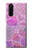 W3710 Pink Love Heart Hülle Schutzhülle Taschen und Leder Flip für Sony Xperia 5