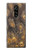 W3691 Gold Peacock Feather Hülle Schutzhülle Taschen und Leder Flip für Sony Xperia 1
