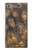 W3691 Gold Peacock Feather Hülle Schutzhülle Taschen und Leder Flip für Sony Xperia XZ1