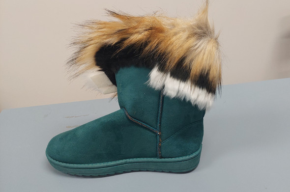 Women Green Fur Winter Warm Boots