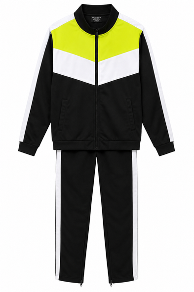 Men's 2-Piece Athletic Color block Tracksuit Set (Zip-Up Jacket & Track Pants)