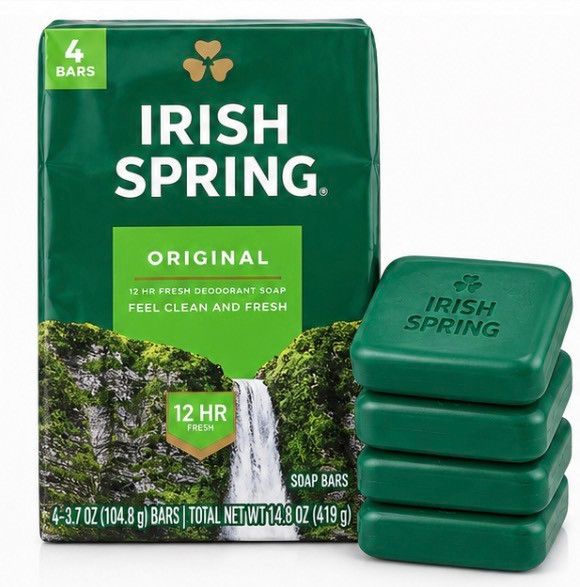 Irish Spring Original Deodorant Bar Soap (4 Pack - 3.7 oz bars)