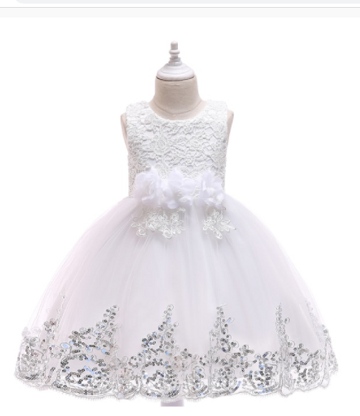 Girl's white formal dress