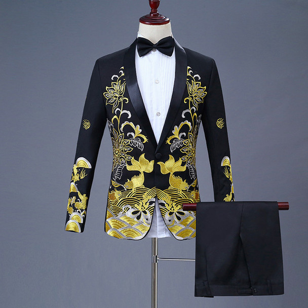 Men Black/Red & Gold Suit