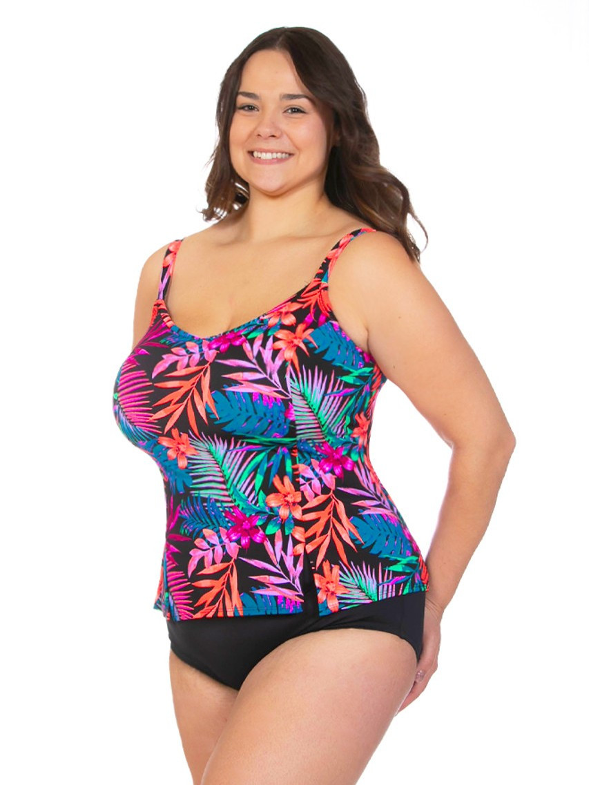 Plus Size Flared Tankini Top Plus Size Piece Swim Dress Top
