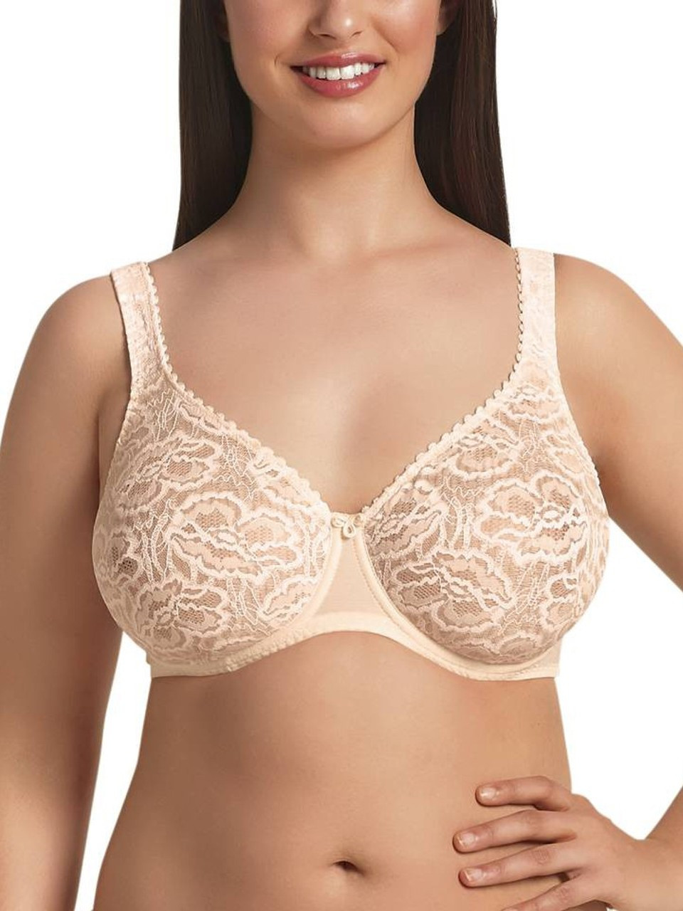 Elomi Womens Cate Wirefree Soft Cup Bra, 42C, White 