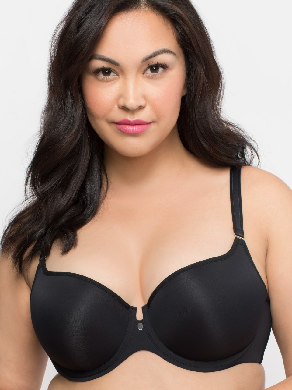 Curvy Couture Flawless Lace Side Smoother Bra 1172 Black US Sizes C thru H  NWT