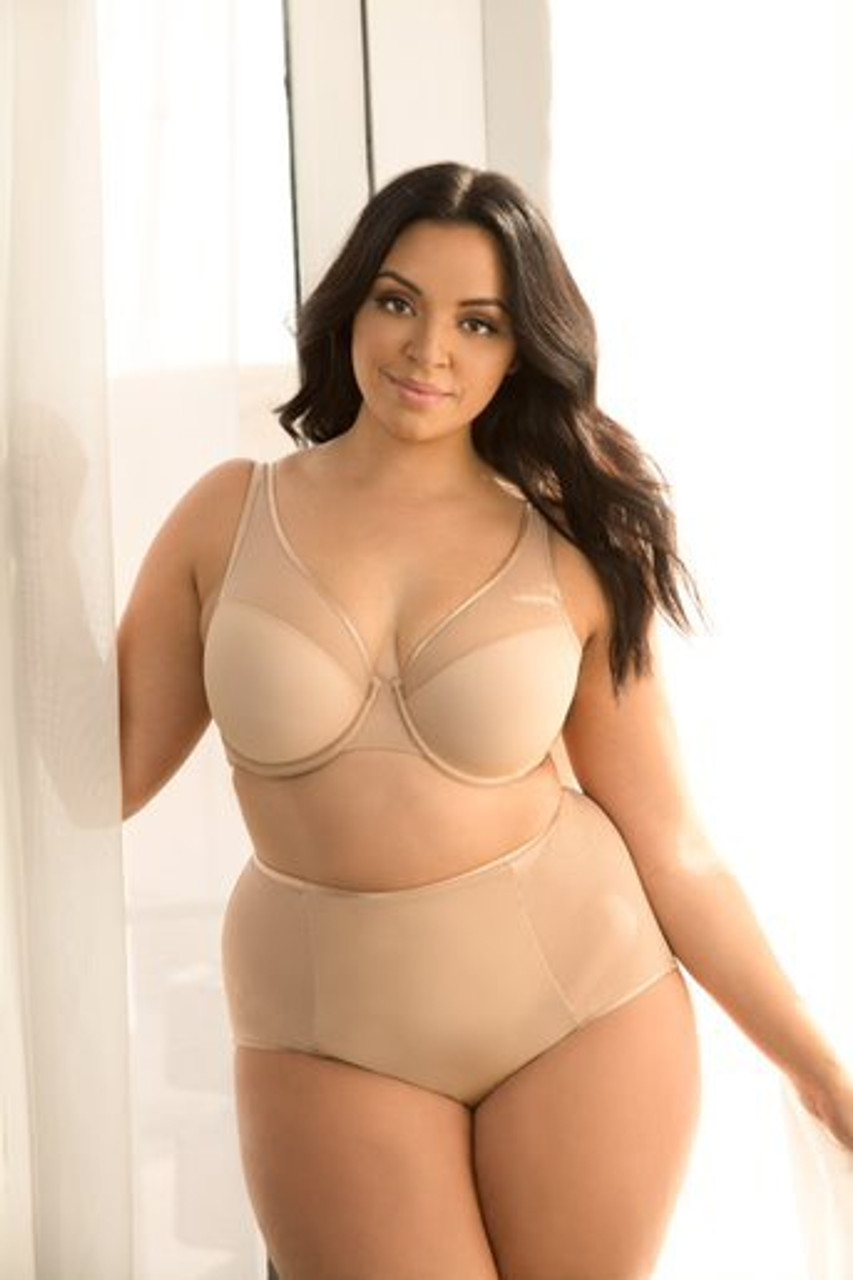 Curvy Couture Plus Tulip Lace Push Up Bra Bombshell Nude 40ddd