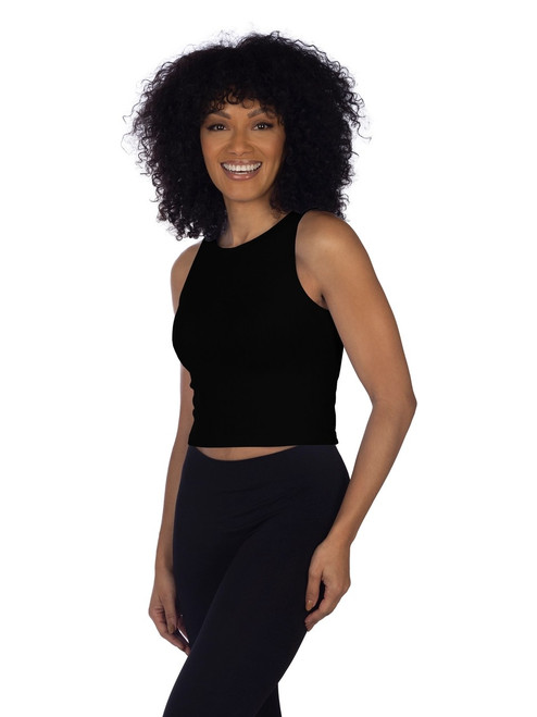 skinnytees JEWEL NECK RIBBED CROP TOP 594
