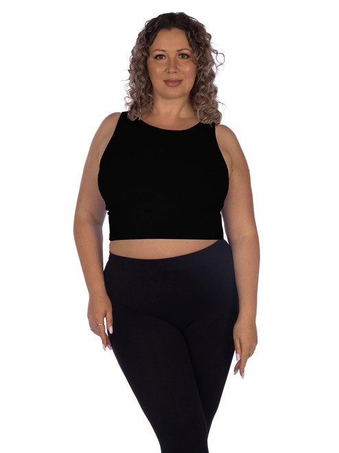 skinnytees PLUS JEWEL NECK RIBBED CROP TOP 594P