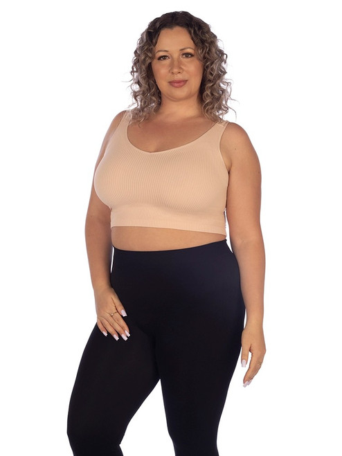 skinnytees PLUS SOFT RIBBED V NECK CROP TOP 592P