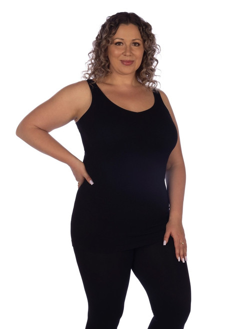 skinnytees PLUS SOFT RIBBED V NECK TANK 597P