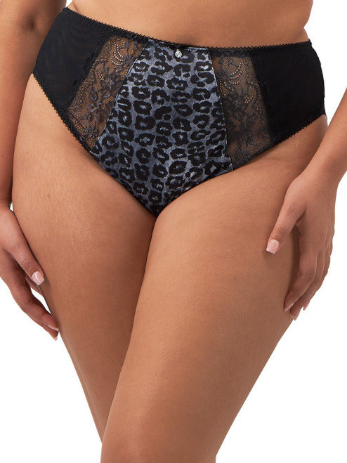 Elomi Morgan Brief EL4118 in Snow Leopard, front view, plus size panty with comfortable coverage
