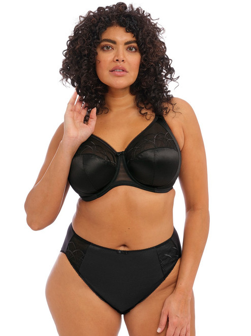 Elomi Cate Brief EL4035 in Black, front view, plus size panty with comfortable coverage