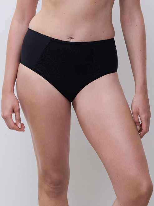 Chantelle Maris Support Brief C16IC5 in Black, front view, lace panty with comfortable coverage