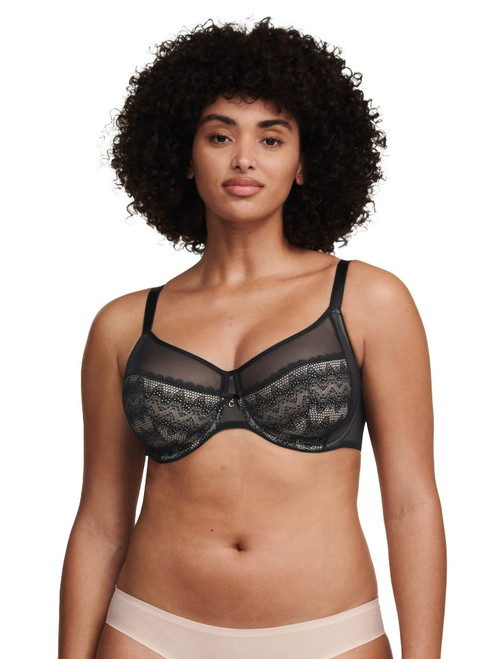 Chantelle Revele Moi Perfect Fit Bra C15710 in Black, front view, underwire bra with lift and support