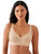 Wacoal Inside Job 852345 in Sand wireless bra, back view showing band, hook-and-eye closure and straps