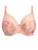 Elomi Lucie Bra EL4490 Cosmos close-up, colorful printed fabric with stretch lace top cup for flexible fit and forward shaping in fuller bust sizes