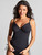 Panache Anya Riva Balcony Tankini SW1301 in Black, front view, full bust swimwear with support and coverage