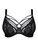 Elomi Brianna EL8080 Black close-up, flat floral lace over tulle with cage detail and clean neckline edge