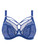 Elomi Brianna EL8080 Lapis close-up, flat lace over sheer tulle with metal hardware at the neckline