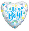 18"C It's A Boy Hearts Clear flat (10 count)