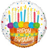 18"C Happy Birthday Cake and Candles flat (10 count)