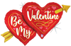 40"S Valentine Two Heart Arrow Pkg (5 count)
