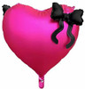 20"B Heart Hot Pink with Black Bows flat (5 COUNT)