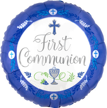 18"A First Communion Blue Boy flat (10 count)