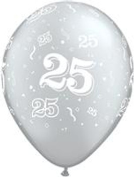 11"Q 25th, Silver with white print (50 count)