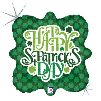 18"B Happy St. Patrick's Day Shimmering Shamrocks Holo (10 count)