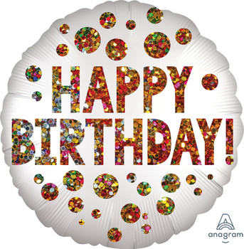 18"A Happy Birthday, Satin Infused Sequins (10 count)