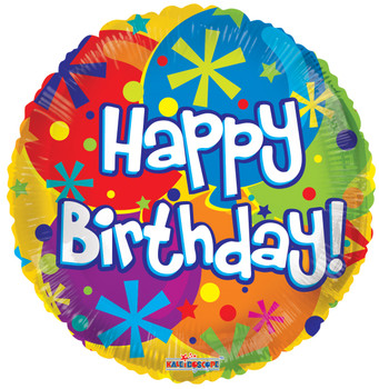 18"K Happy Birthday Balloons and Dots (10 count)