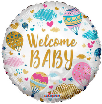 18"K Welcome Baby Hot Air Balloons flat (10 count)