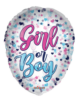 18"K It's A Girl Boy Clear flat (10 count)