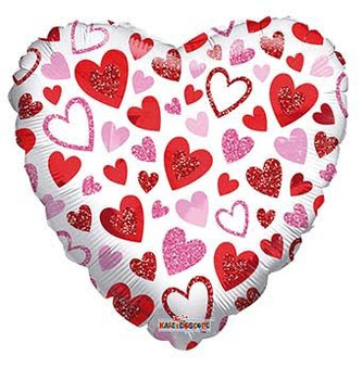 17"K Glitter Hearts Pattern (10 count)