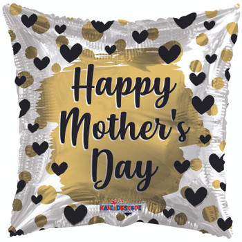 18"K Happy Mother's Day Gold and Black Hearts Pkg (5 count)