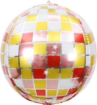 16"B Disco Ball Red/Yellow Sphere flat (5 count)