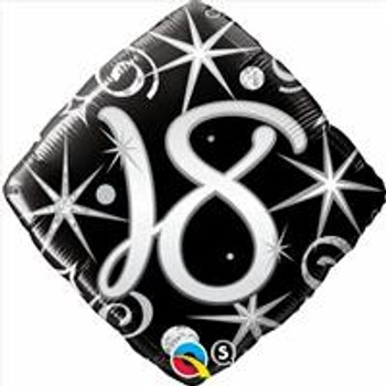 18"Q Happy Birthday Elegant Sparkles & Swirls 18th (10 count)