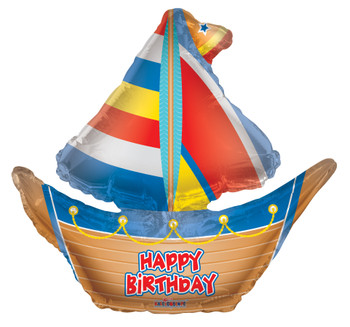 14"K Happy Birthday Sailboat Air Filled (10 count)