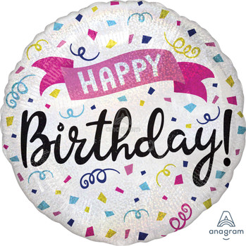 18"A Happy Birthday Sparkle Banner Holo Pkg (5 count)