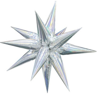 26"B Exploding Stars Silver Holographic Laser Pkg (1 count)