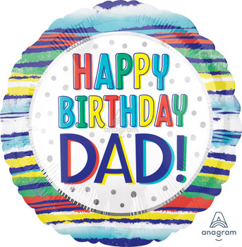 18"A Happy Birthday Dad  Pianted Stripes Pkg (5 count)