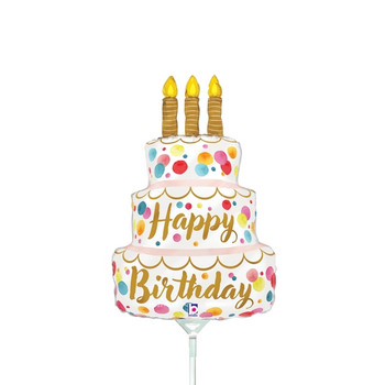 14"S Happy Birthday Satin Cake Air-Fill Only (10 count)