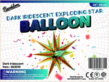 26"B Exploding Stars Dark Iridescent Pkg (1 count)