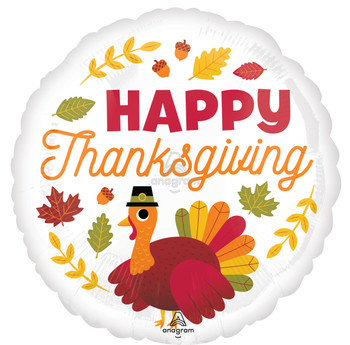 18"A Happy Thanksgiving Pilgrim Turkey flat (10 count)